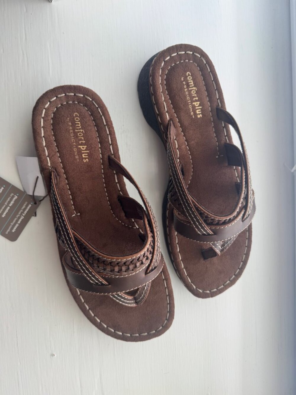Comfort Plus by Predictions Brown Slip On Sandals Size 9W New in Box P5 - Picture 3 of 13